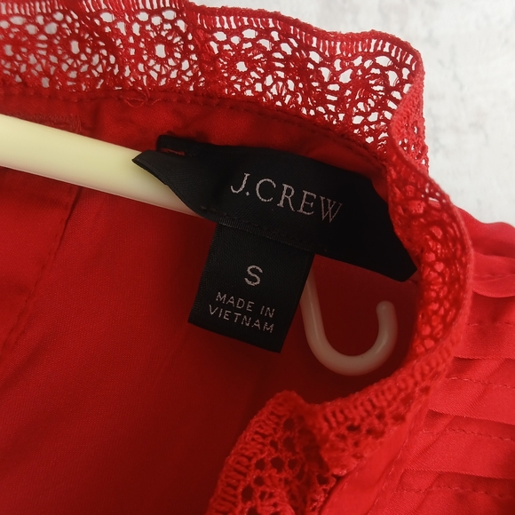J Crew Ruffleneck Drapey Blouse In Red - Picture 3 of 8